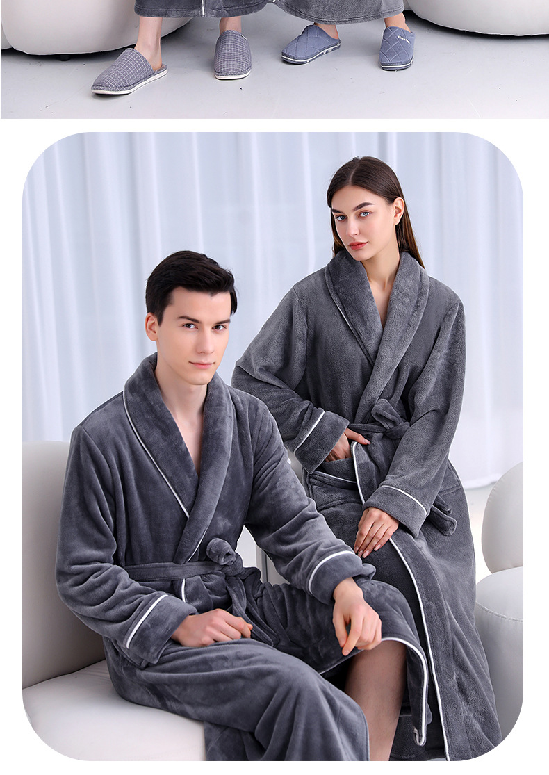 Unterwäsche & Nachtwäsche Herbst und Winter Extra langer und dicker Flanellmantel für Männer und Frauen, extra großer Bademantel aus Korallenvlies_voghion.com