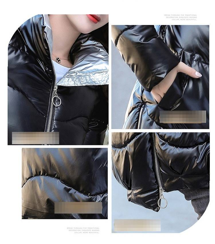 Piumino corto da donna con finitura lucida, cappotto trapuntato leggero, capospalla invernale con collo alto, vestibilità comoda e casual._voghion.com