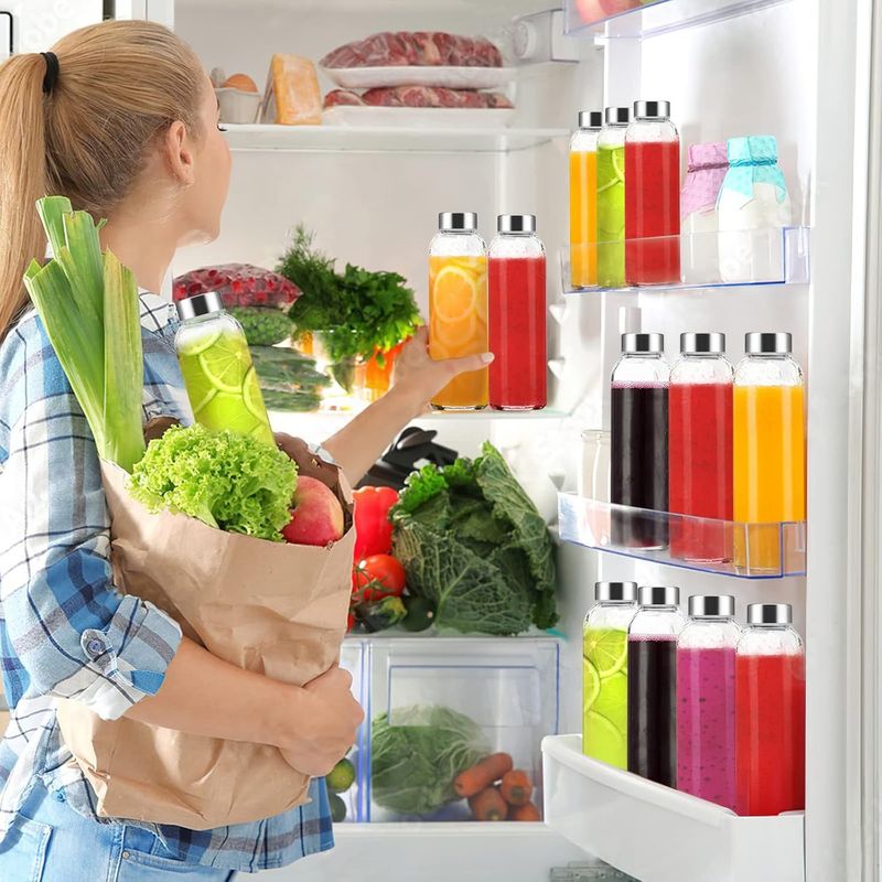 Bottiglia per succo/tazza da tè in vetro borosilicato da 18 once con coperchio a prova di perdite/conservazione per bevande in frigorifero_voghion.com