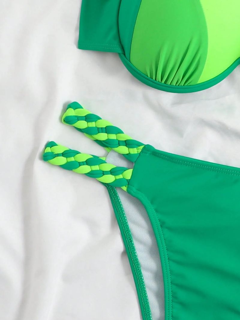 Dameklær Bikini-badedrakt Splitt Ensfarget Stålstøtte Sexy Kontrastfarge Søm Bikini-badedrakt_voghion.com