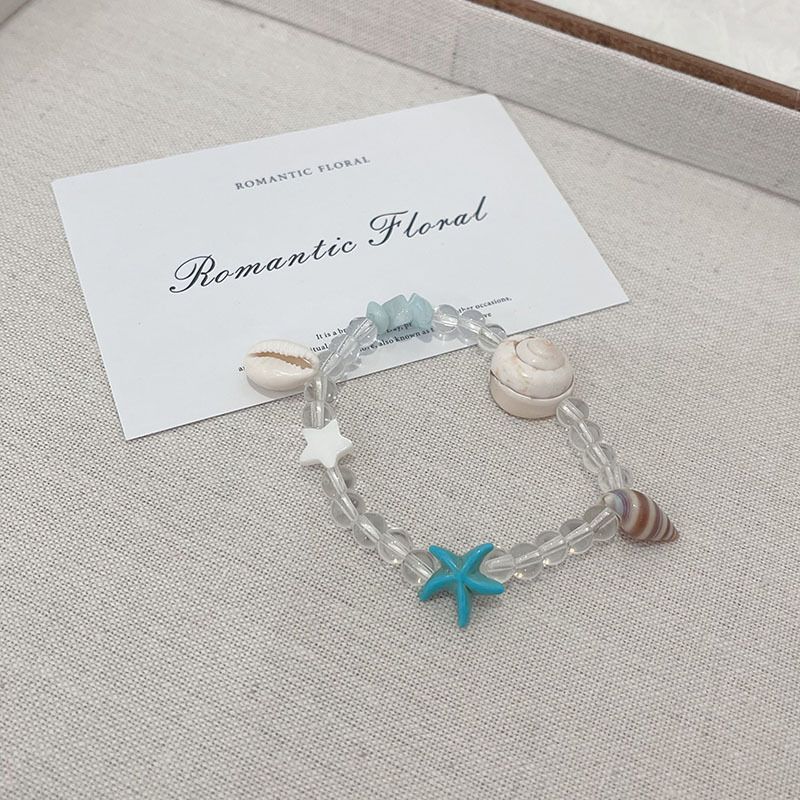 Ozean-Stil Bunte Perlen Muschel Seestern Armband für Frauen, Sommer Nische Reise Urlaub Beste Freundin Schmuck_voghion.com