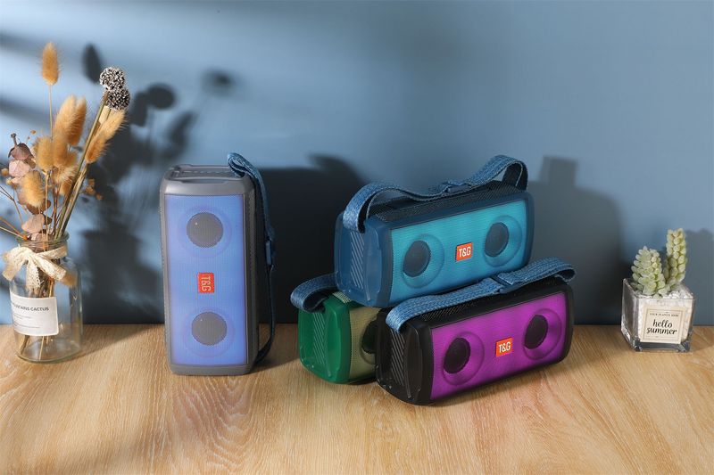 Nuevo Altavoz Bluetooth TG345 para exteriores, luz LED colorida, Radio, tarjeta de inserción, caja, transmisión, Subwoofer_voghion.com