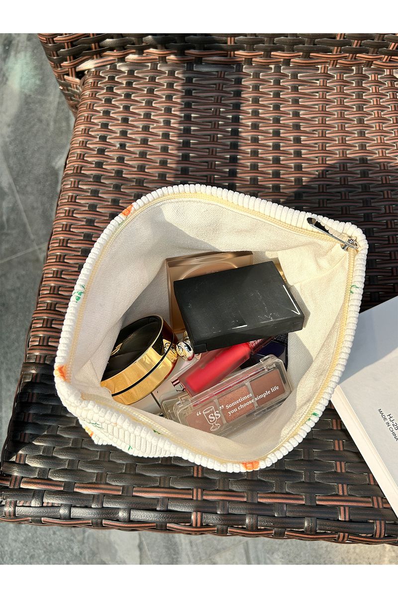 New Minimalist Corduroy Makeup Bag Portable Skincare Product Wash Bag Large Capacity Makeup Bag Suitable for Business Trips and Travel_voghion.com