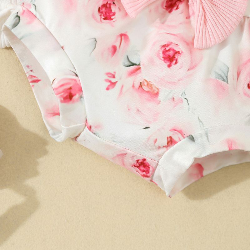 Adorabile completo da neonato composto da 3 pezzi con ricamo di lettere e stampa a fiocco, in morbida maglia di cotone, comodo ed elegante per neonati (0-12 mesi)_voghion.com