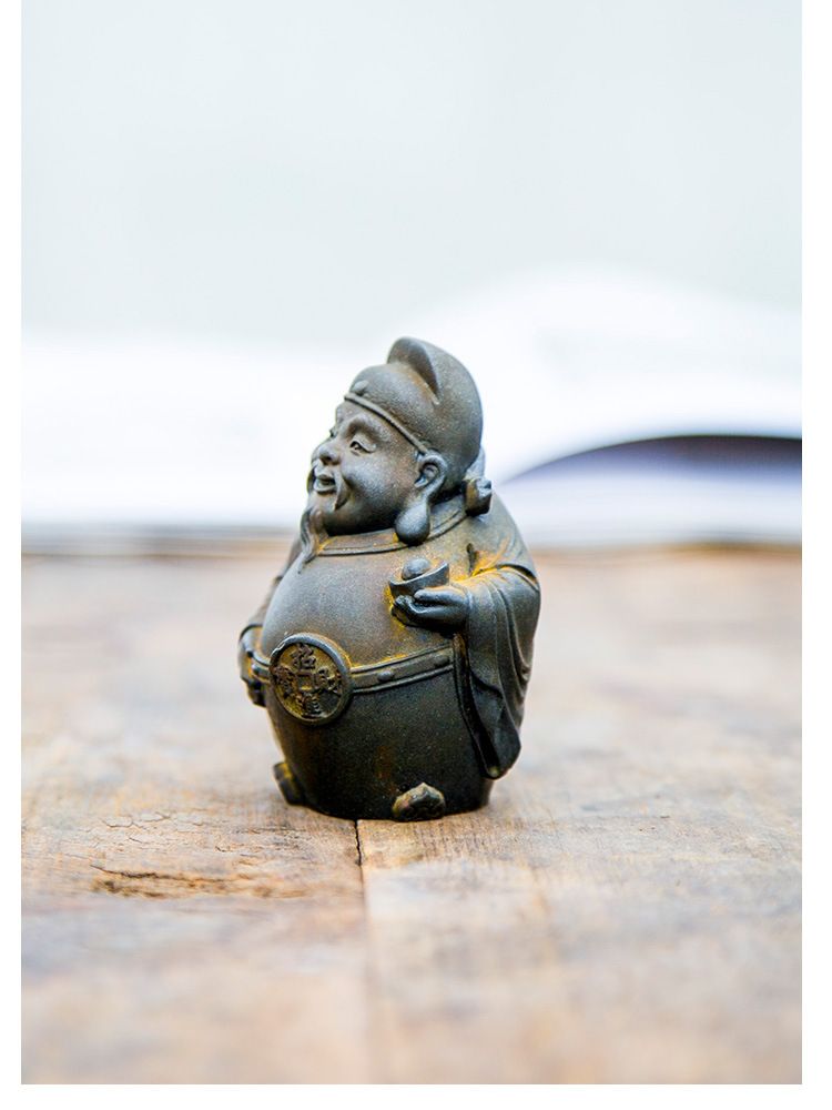 Creative New Chinese Style God Of Wealth Rust Mini Desktop Ornament For Study Living Room Tea Table_voghion.com