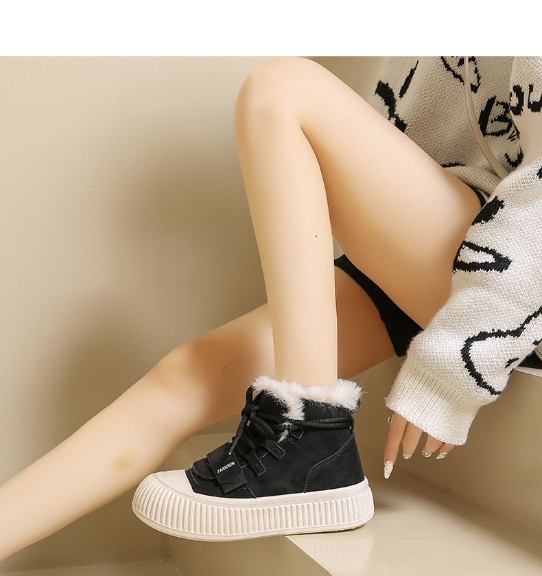 Scarpe alte da donna in velluto spesso, versatili, in cotone, per studenti, scarpe casual alla moda con plateau_voghion.com