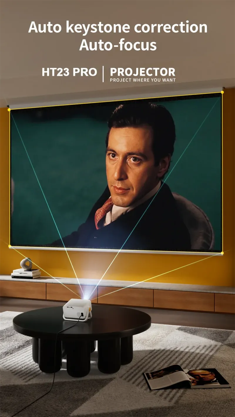 650ANSI HT23 PRO 4K Native Portable Projector 1080P Auto Focus Keystone Correction Android 13 BT5.2 WIFI 6 Home Cinema_voghion.com