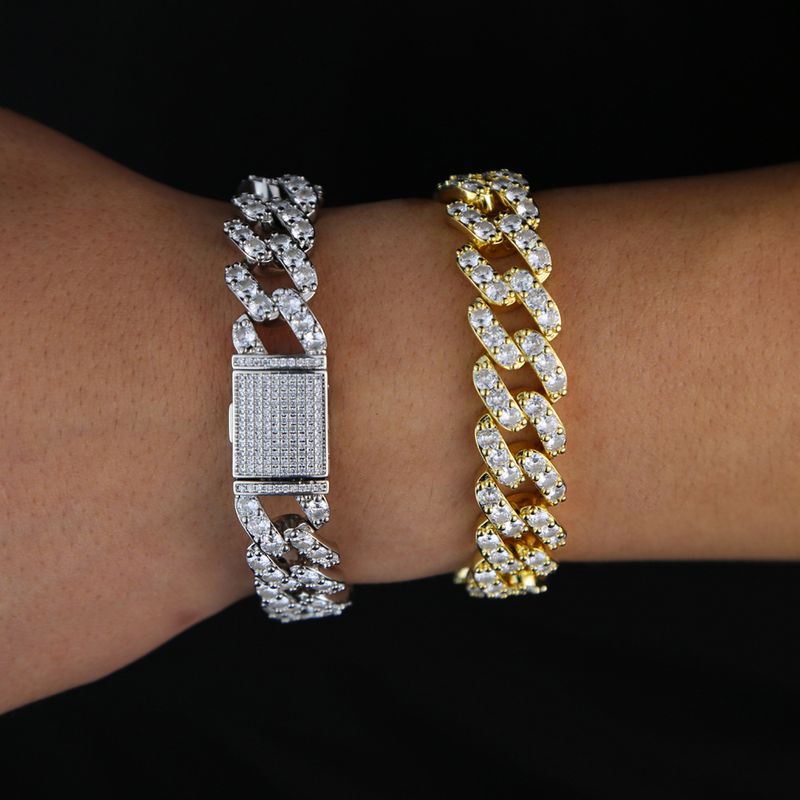 Bijuterii bărbătești 15mm un singur rând zircon cubanez lanț bărbați moda hip hop accesorii hip hop brățară_voghion.com