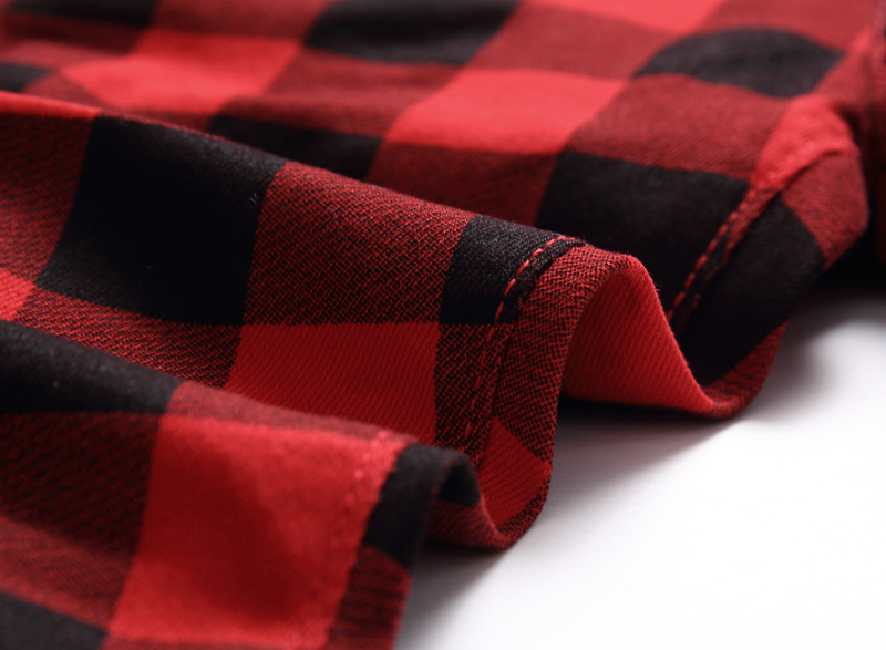 Herreklær Slanke stretchmønstrede rutete jeans med personlighetstrekk_voghion.com