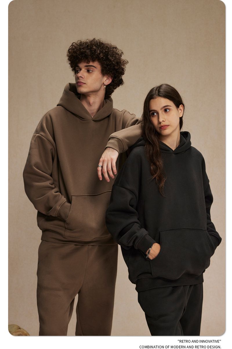 Felpa con cappuccio oversize da uomo in pile con tessuto anti-pilling da 400 g/m², felpa streetwear per l'inverno (disponibile in 12 colori)_voghion.com