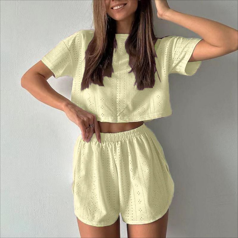 Women Soft 2 Piece Gradient Pajamas Set Short Sleeve Shorts Set Loungewear Sets Pyjamas Nightwear_voghion.com