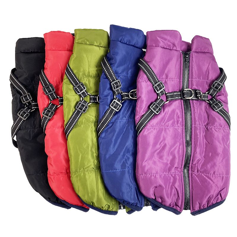 Kältebeständige, wasserdichte, warme Zweibein-Kleidung für Haustiere, Herbst- und Winter-Skianzug, integrierte Baumwollweste für Brust und Rücken_voghion.com