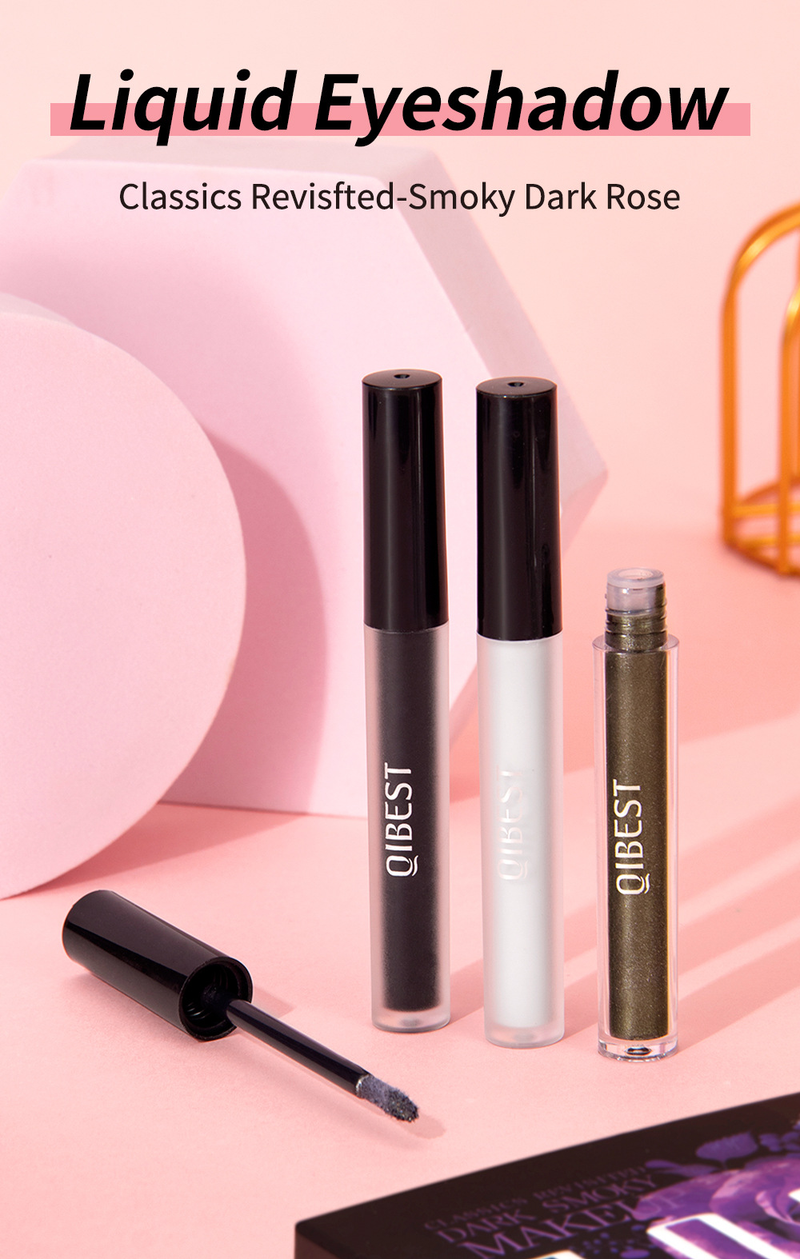 carina QIBEST Cement Grey Matte Pearlescent Fine Shine Dark Punk Smoky Makeup eye shadow Liquid_voghion.com