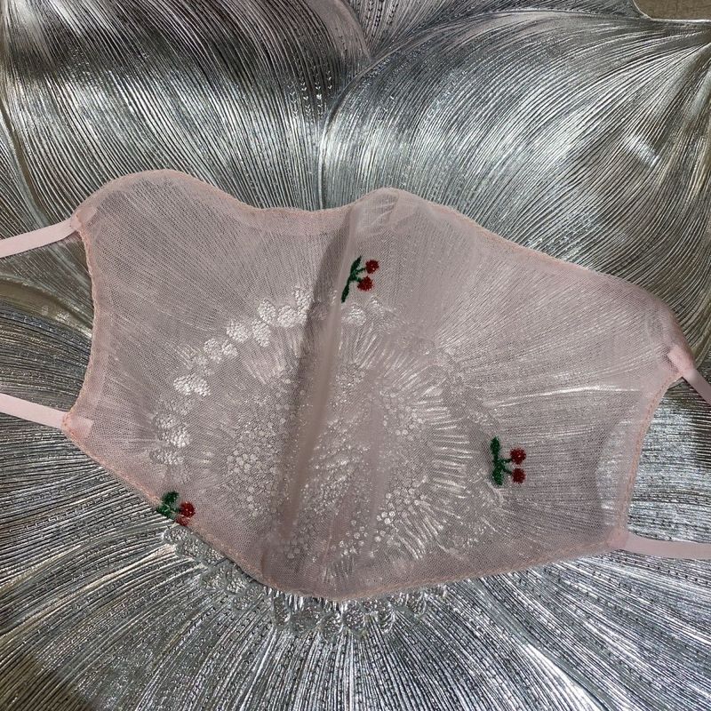 Spring And Summer Washable Small Cherry Flash Diamond Mesh Mask_voghion.com