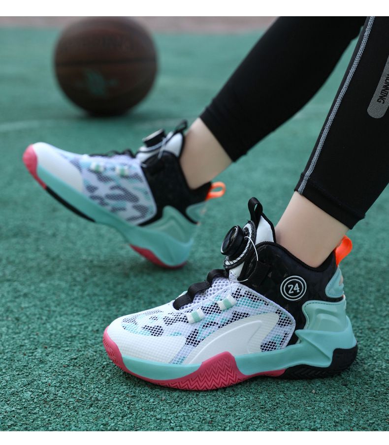 Kinderschuhe Kinder Jungen Sportschuhe Drehknopf Frühling und Herbst Jungen Schüler Laufschuhe Herbst Neue Basketballschuhe_voghion.com