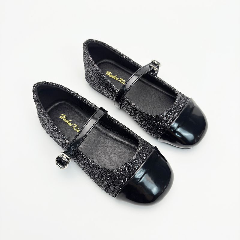 Mädchen-Flachschuhe, runde Zehenpartie, flacher Mund, flache Mädchenschuhe, süße neue Pailletten-Strass-Silber-Mary-Jane-Schuhe für Mädchen_voghion.com