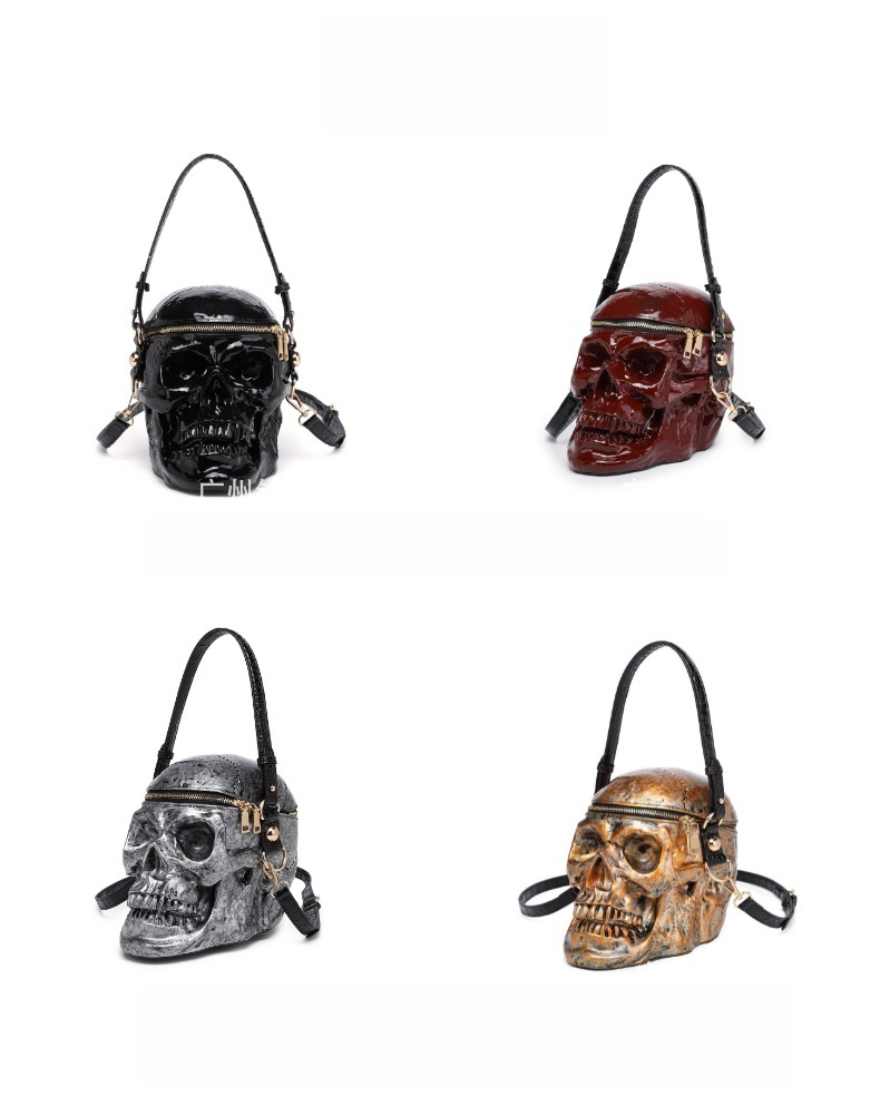 2024 new popular Halloween women's bag crossbody bag personalized skull head shoulder bag three-dimensional bag_voghion.com