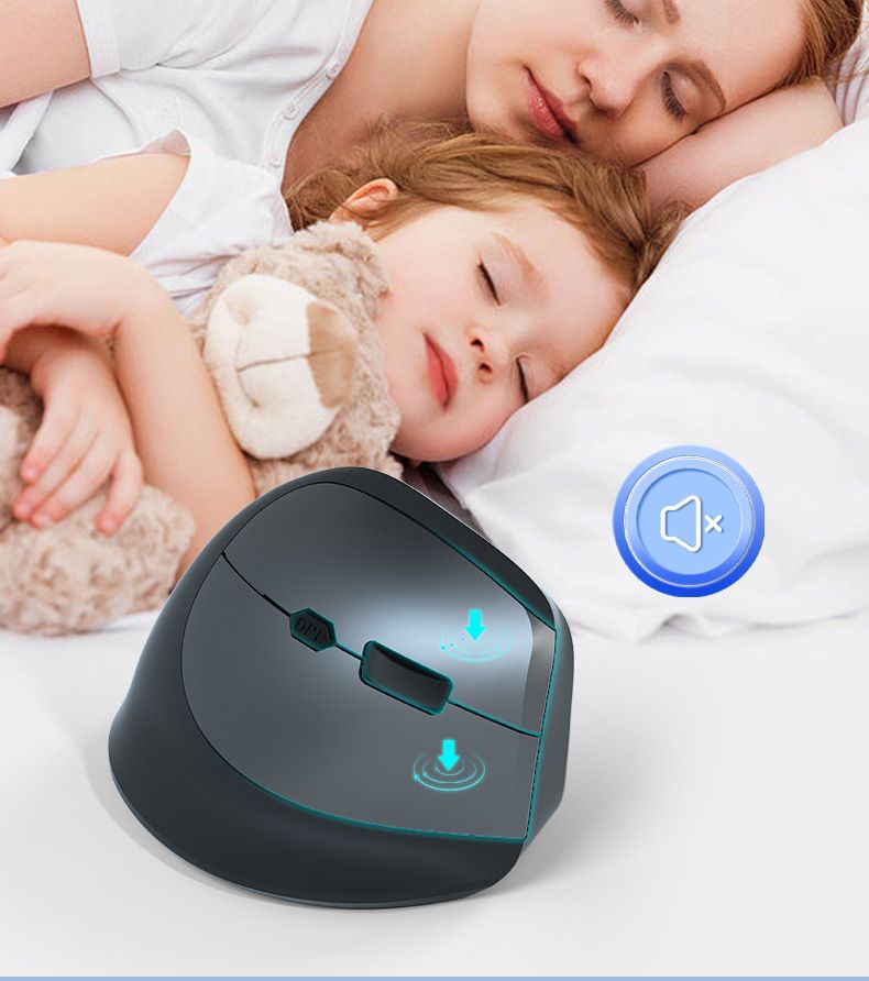 Mouse wireless ergonomico - Bluetooth e doppia modalità 2.4G, 1600 DPI, 6 pulsanti, scorrimento in 4 direzioni, ricaricabile tramite USB (nero/grigio/verde/blu/rosso)_voghion.com