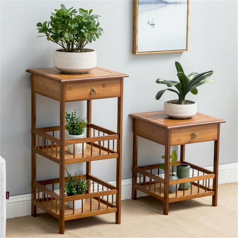 Vintage Side End Table Night Stand With Shelves & Drawer For Bedroom Living Room_voghion.com