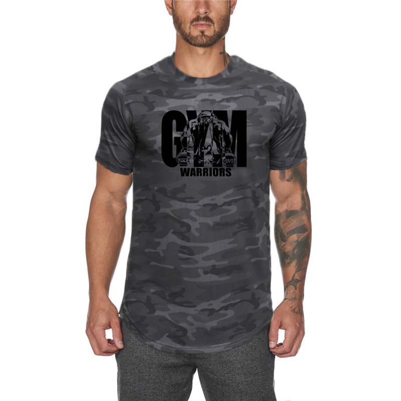 Américain course Fitness camouflage haut hommes été nouveau demi manches T-shirt à la mode sport à manches courtes chemise_voghion.com