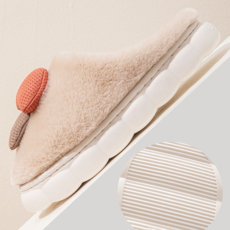 Comode pantofole invernali in peluche alla moda per interni in cotone a forma di fungo, nuovo modello_voghion.com