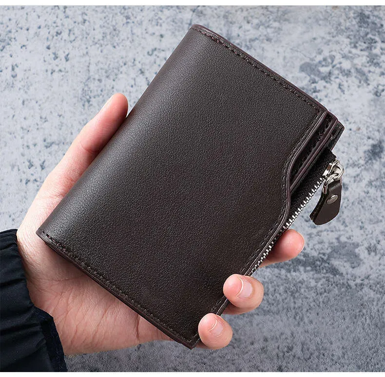 Neue, kurze Geldbörse mit Reißverschluss, mehreren Kartenfächern, großem Fassungsvermögen und Geldklammer für Herren – ideal für Business und Freizeit._voghion.com