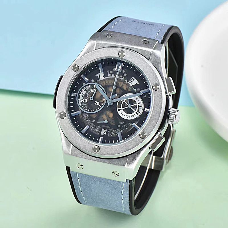 Nuovo orologio da uomo semplice, leggero, di lusso, alla moda, con scheletro, quadrante europeo, multifunzione, sei lancette, secondi continui, al quarzo_voghion.com