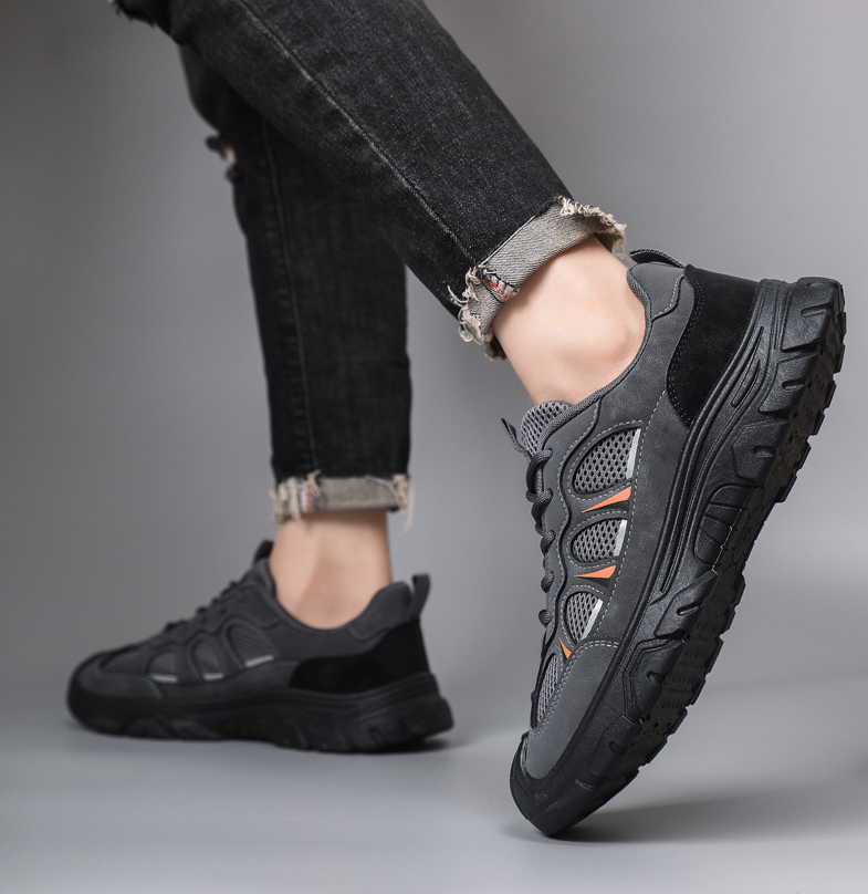 Men's shoes spring and summer new casual sports shoes thick bottom hollow breathable outdoor work shoes men hiking shoes men_voghion.com