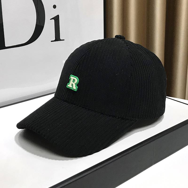Chapeau en velours côtelé en langue de canard pour enfants, nouvelle mode d'hiver noir, chapeau de Baseball avec lettres de rue pour hommes, 2024_voghion.com