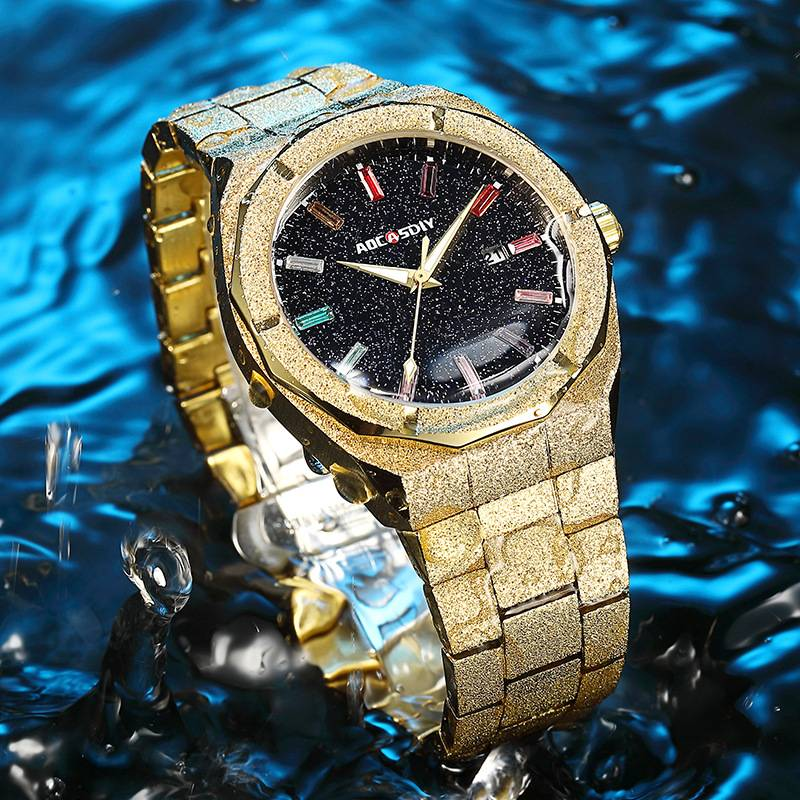2024 New Full Diamond Luxury European And American Royal Oak Life Waterproof Business Leisure Quartz Movement Men's Watch_voghion.com
