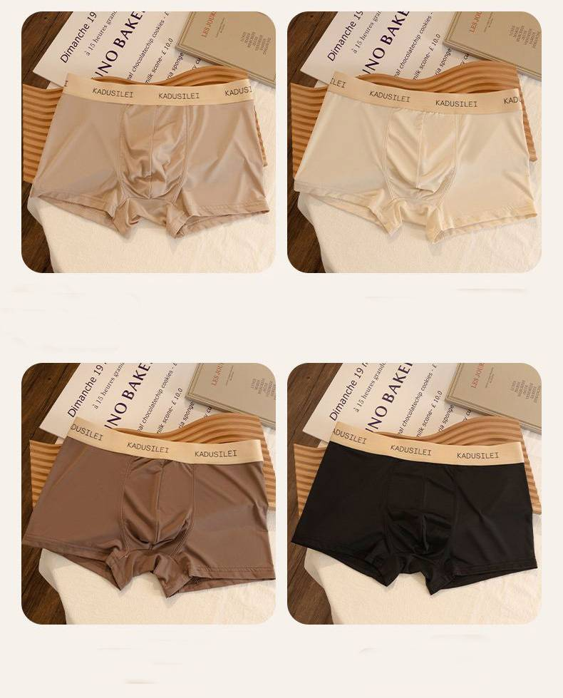 4PCS Boxer Shorts Large Size Seamless Cotton File Men's Boxer Shorts Summer Thin Section Siza L-3XL_voghion.com