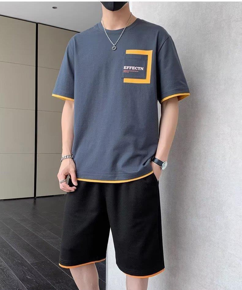 Herrenbekleidung Sommersportanzug Herren Lässiger dünner Kurzarm-Shorts-Zweiteiler Anzug Schnelltrocknende Laufsportbekleidung für Herren_voghion.com