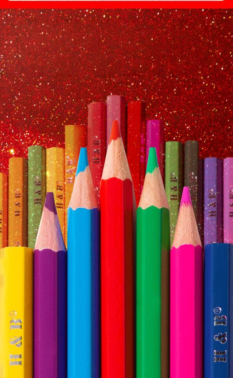 H&B 72-Color Water-Soluble Colored Pencils Set, Chinese Style Wooden Case, Soft HB Core For Drawing, Sketching & Painting_voghion.com