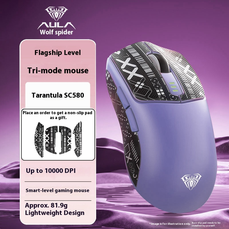 Wireless Gaming Mouse - Bluetooth/2.4G/Wired, 10000DPI, 6 Buttons, Ergonomic Design, RGB Lighting For PC (Black/White/Red/Purple)_voghion.com