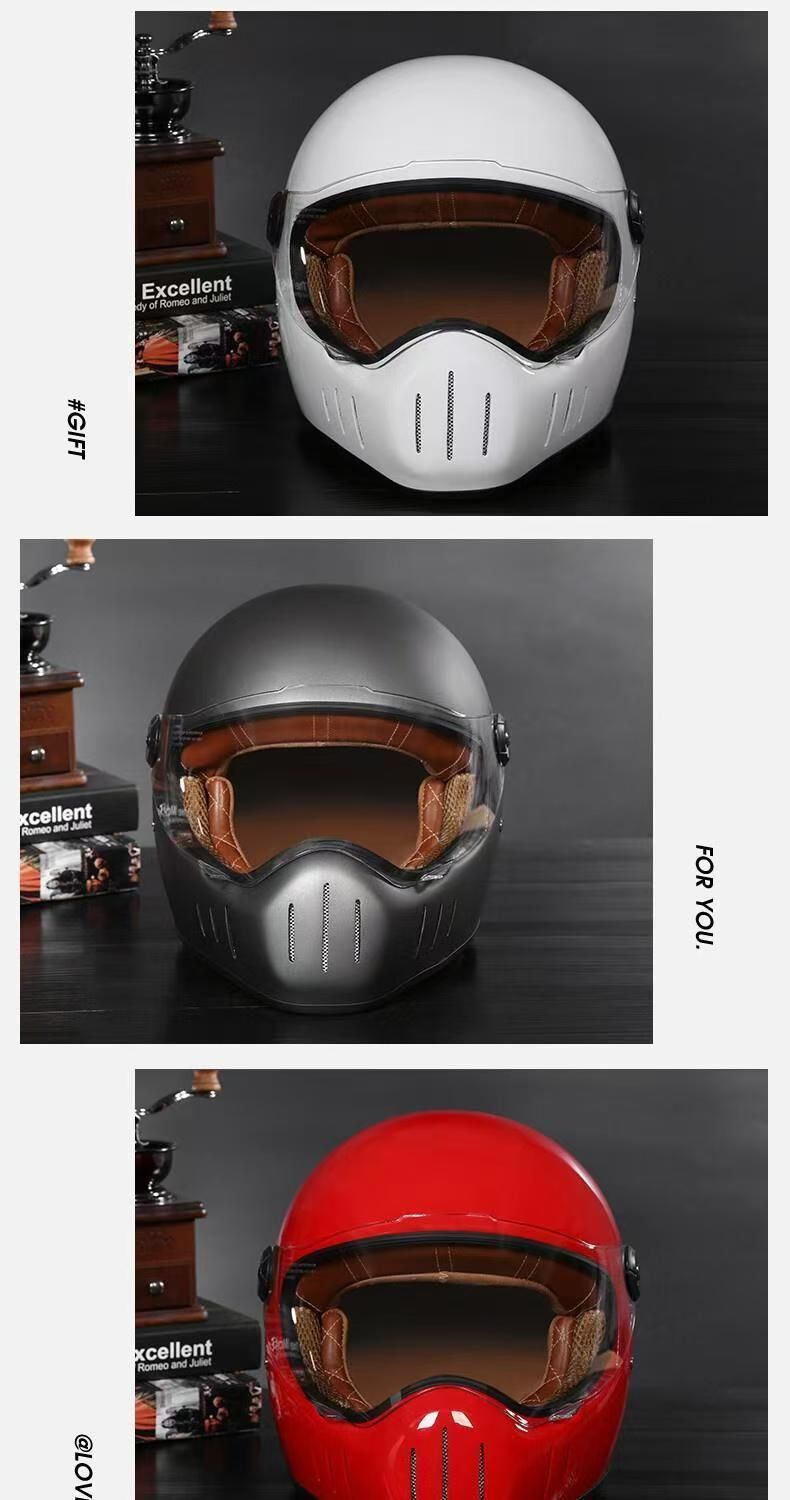 Casco da moto vintage con certificazione 3C – Casco integrale classico retrò per uomo e donna – Materiale ABS con diverse opzioni di colore e visiera_voghion.com