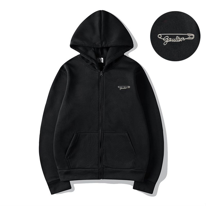 Felpa oversize con cappuccio effetto consumato da uomo, con stampa spilla da balia, zip e pile spazzolato, giacca unisex streetwear_voghion.com