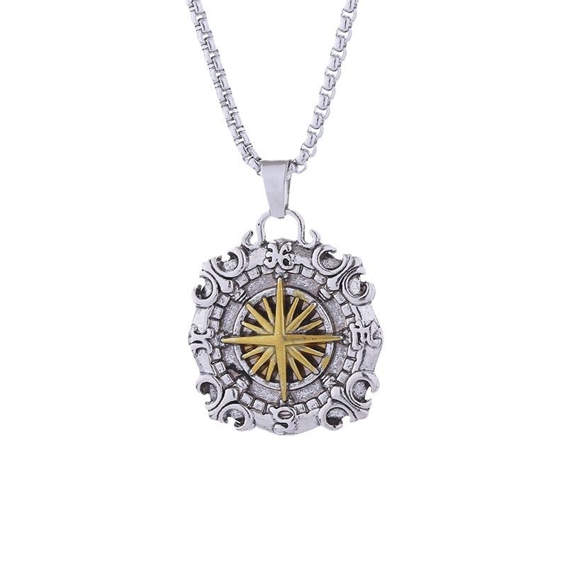 Ciondolo da uomo con ancora nautica, stella e bussola, accessorio versatile per maglioni, marchio di nicchia europeo e americano._voghion.com