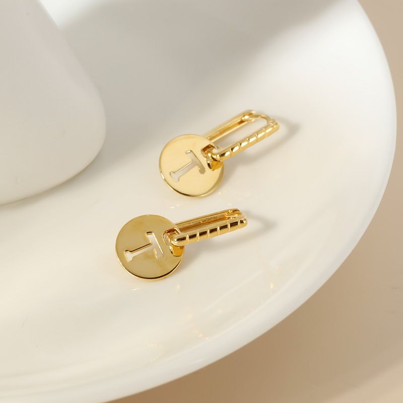 Orecchini pendenti rotondi a forma di T in argento Sterling S925, leggeri e lussuosi, versatili, placcati in oro galvanizzato, design femminile_voghion.com