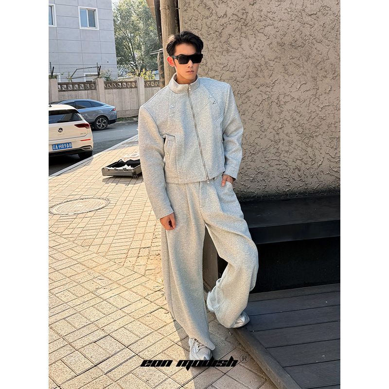 Conjunto de chaqueta y pantalón Eon Modish 25 de estilo americano moderno de otoño, con diseño dividido y personalidad._voghion.com