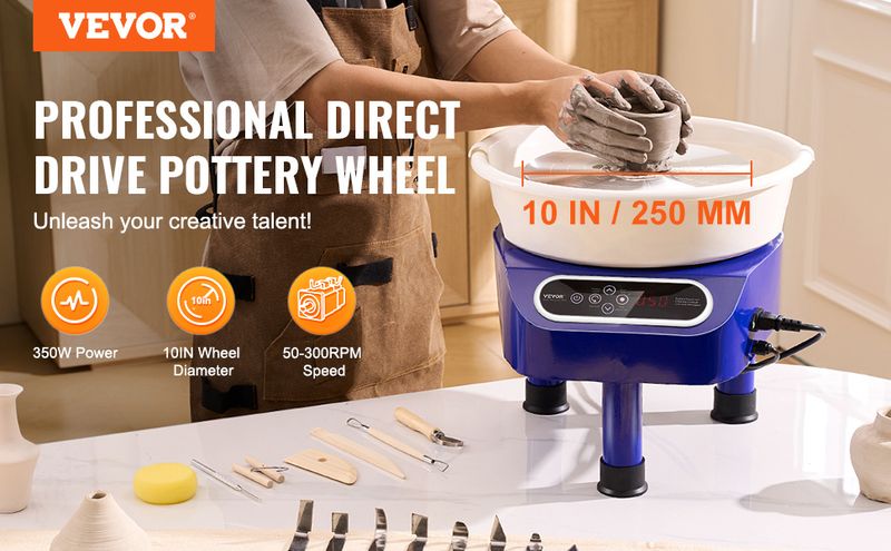 Pottery Wheel, 10 inch Pottery Forming Machine, 350W Electric Wheel for Pottery with Foot Pedal and LCD Touch Screen, Direct Drive Ceramic Wheel with _voghion.com