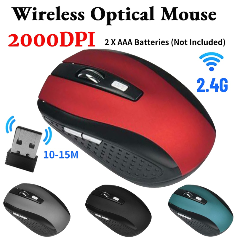 2,4 G drahtlose optische Maus 6 Tasten mit USB-Empfänger 2000 DPI mattierte Büro-Gaming-Mäuse für Gamer PC Notebook Laptop_voghion.com
