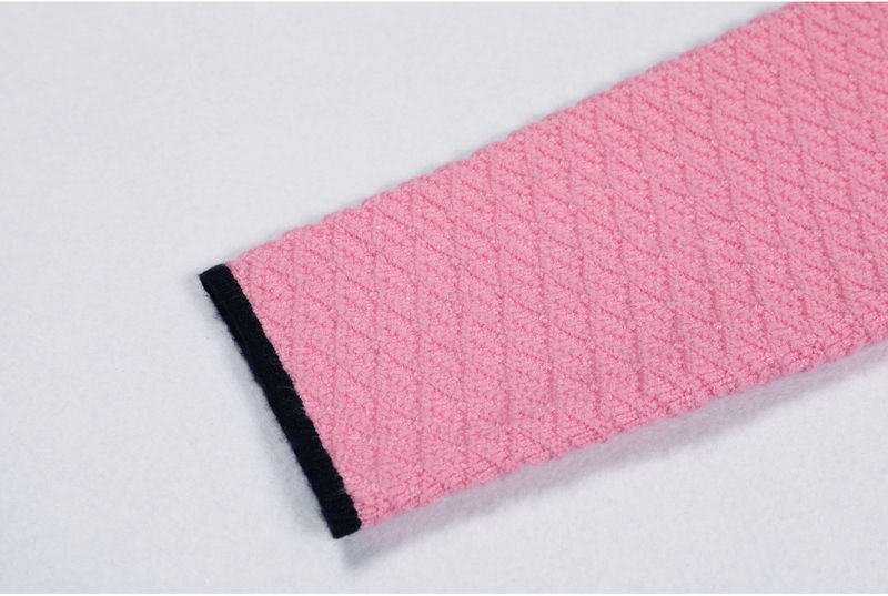 Luxury Knit Suit Set – Elegant Long Sleeve Cardigan & Straight Leg Pants (Black/Pink/White, Sizes S-XL)_voghion.com