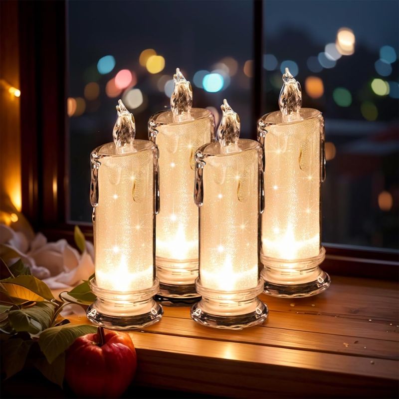 Crystal Candles LED Light Transparent Flameless Battery Power Lantern Night Lamp Wedding Party Birthday Xmas Halloween Decor_voghion.com