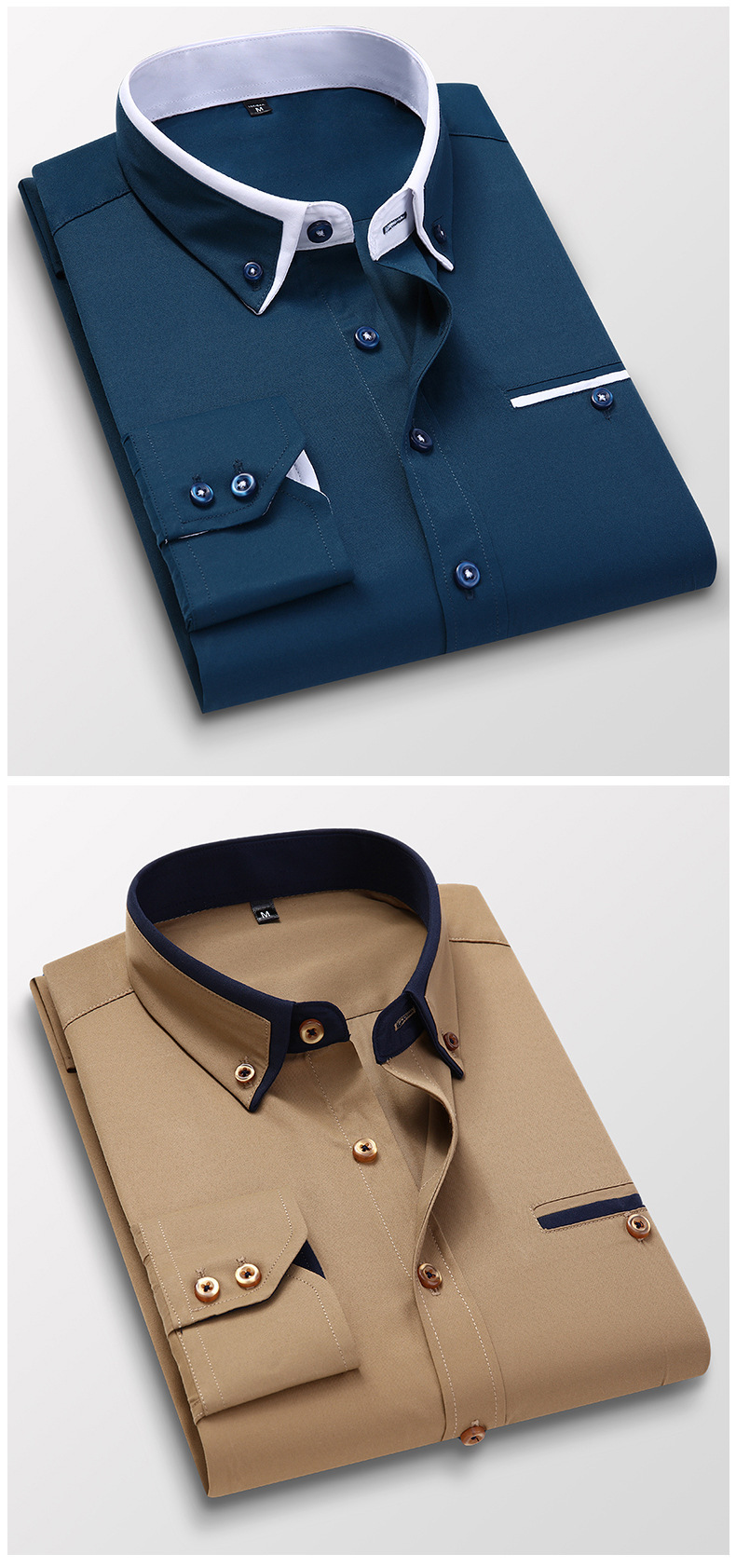 Camicia business a maniche lunghe, vestibilità slim casual casual a quadri coreani, camicia da uomo sottile non stirabile_voghion.com