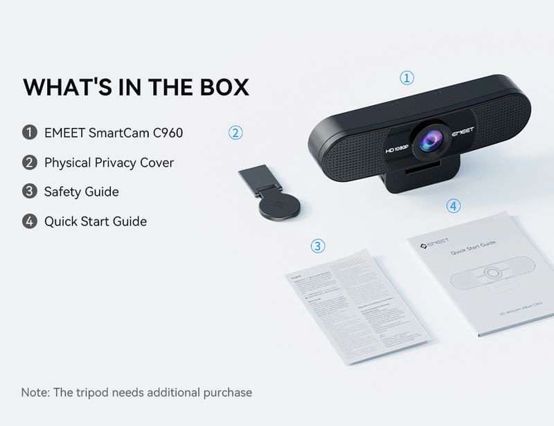 1080P Full HD Webcam USB Web EMEET Streaming Camera With Noise Cancelling Microphones For Computer Video Meetings_voghion.com