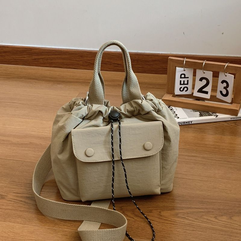 Mini Crossbody Bucket For Women, Simple Versatile Oxford Cloth Lightweight Handheld Shopping Shoulder Drawstring Small_voghion.com