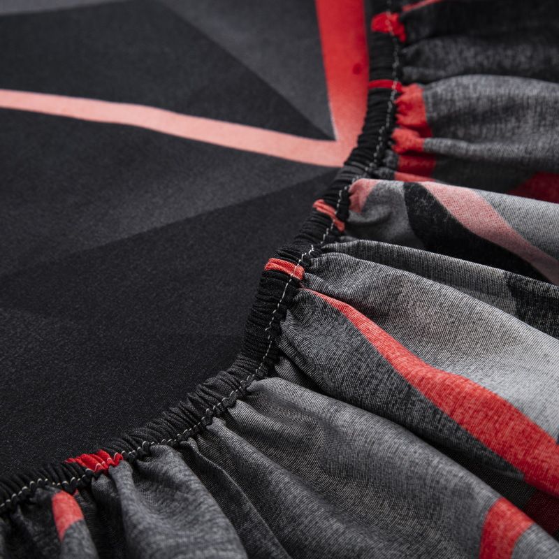 Mixed Batch Black And Red Geometric Abstract Bed Sheet Polyester 3D Printed Bedspread_voghion.com