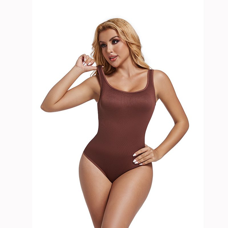 Tuta intima da donna senza cuciture, a coste, modellante, con scollo quadrato_voghion.com