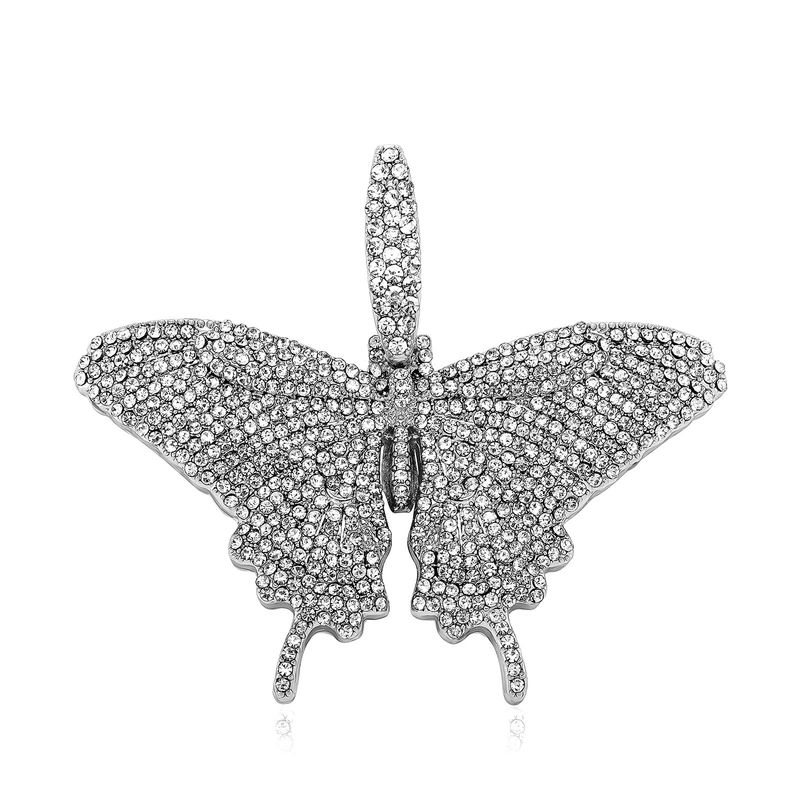 INS Stijl Bling Super Flash Legering Vol Diamanten Vlinder Hanger High End Dames Ketting_voghion.com