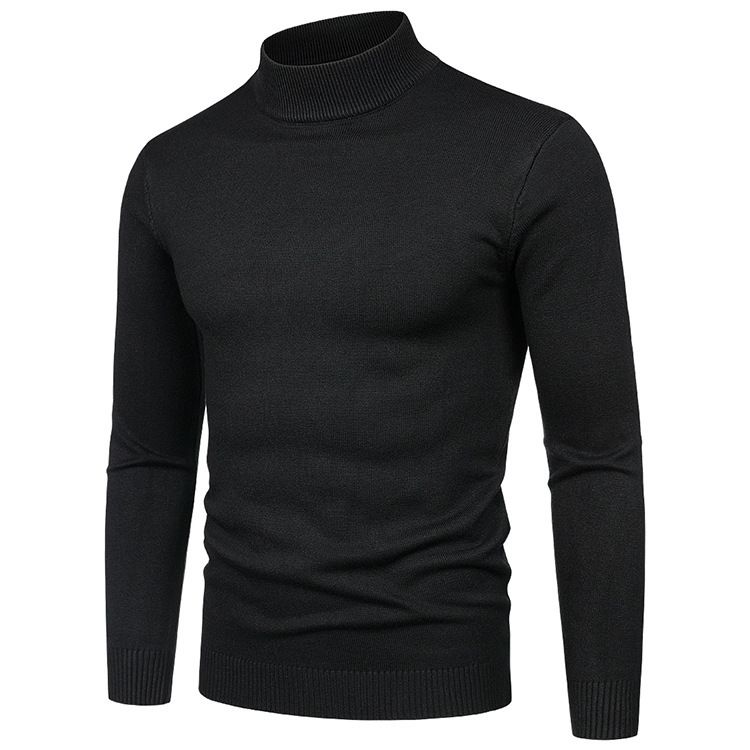 Einfarbiger Pullover für Herren mit Laufvolumen, halber Rollkragenpullover, Einheitsgröße, langärmeliges Pullover-Bottom-Shirt_voghion.com